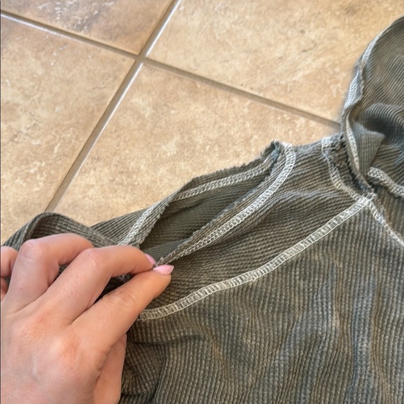 Rebellion Olive Green Hooded Sweatshirt Relaxed Fit - Picture 3 of 4